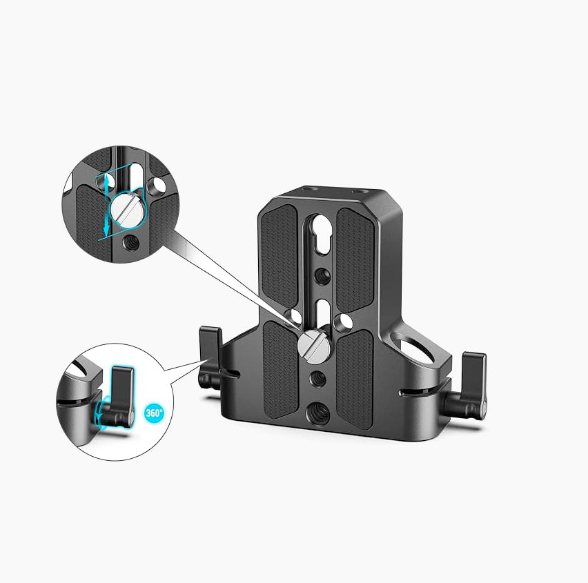 SMALLRIG Kit de placa base com braçadeira para trilhos de 15 mm