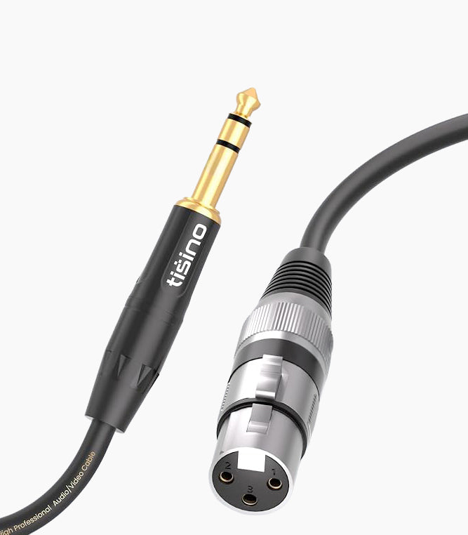 Tisino Female XLR to 1/4'' TRS Microphone Cable, 6.35mm Stereo Jack to 3-pin XLR Female