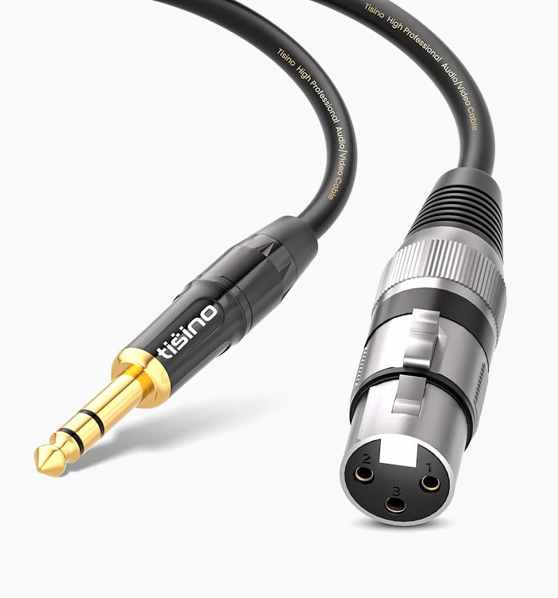 Tisino Female XLR to 1/4'' TRS Microphone Cable, 6.35mm Stereo Jack to 3-pin XLR Female