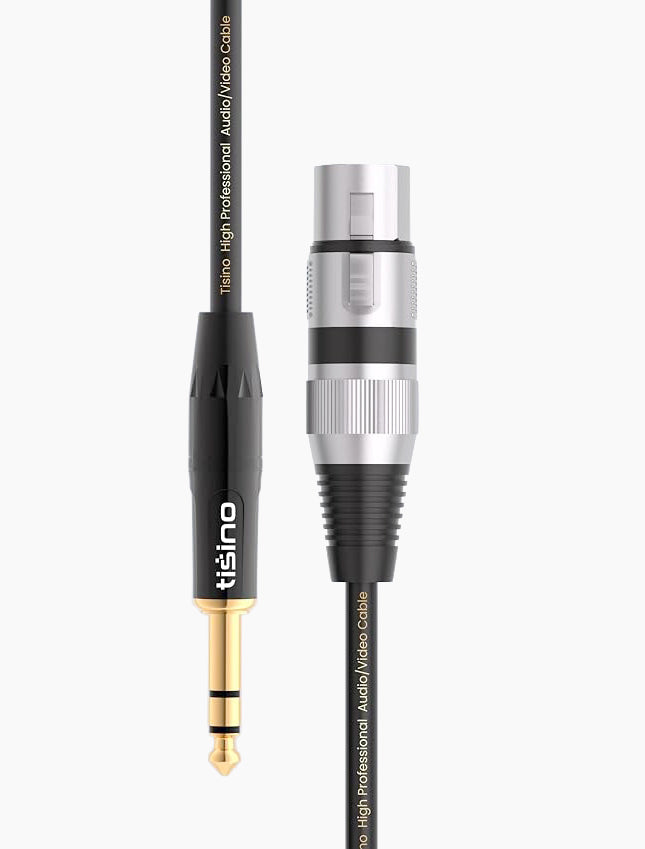 Tisino Female XLR to 1/4'' TRS Microphone Cable, 6.35mm Stereo Jack to 3-pin XLR Female